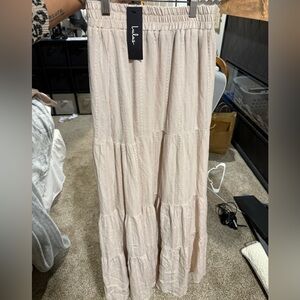 Lulu's Blush Tiered Maxi Skirt